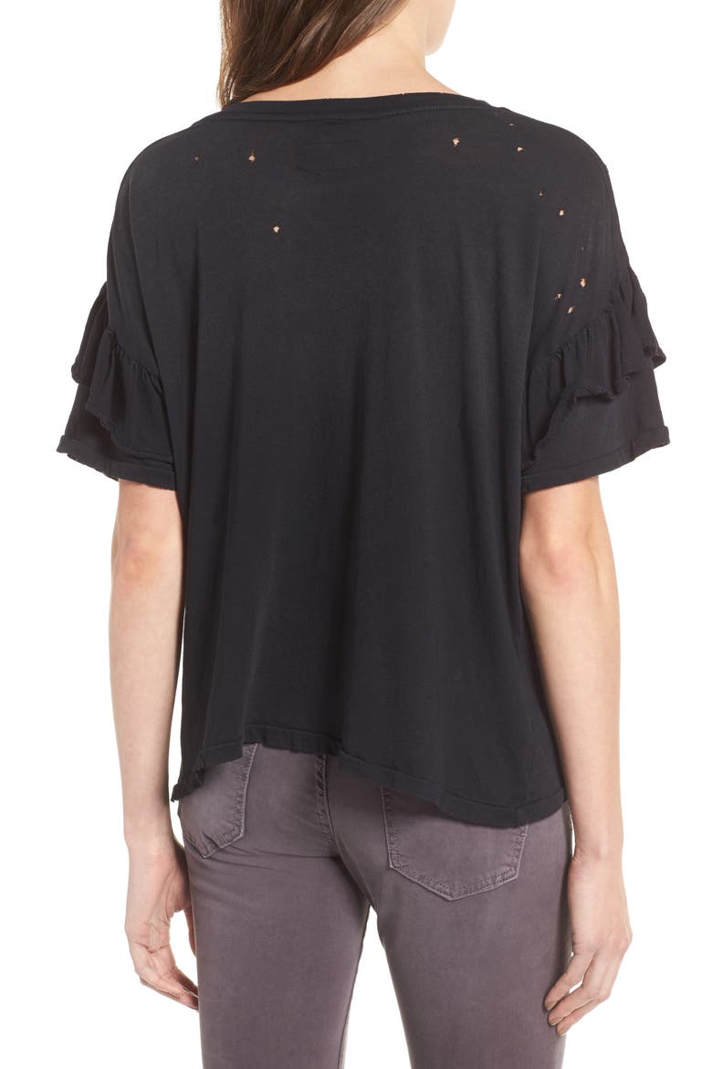 The Ruffle Roadie Tee, Alternate, color, WASHED BLACK DESTROY
