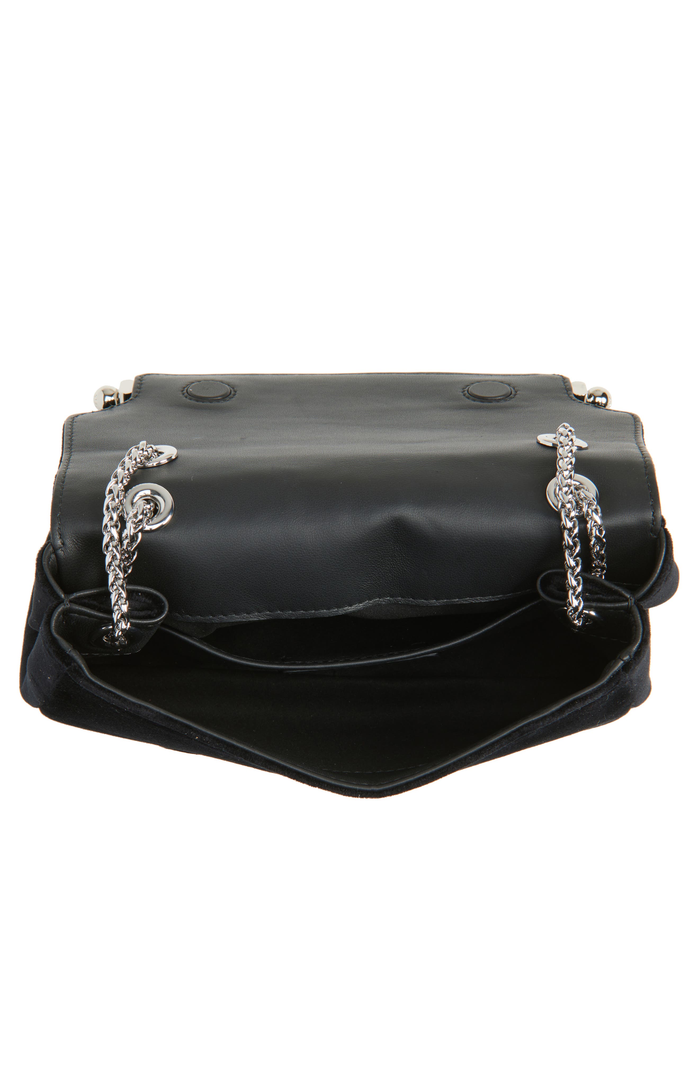 Strathberry x Cinq à Sept Mini East/West Embroidered Velveteen Shoulder Bag, Alternate, color, Black