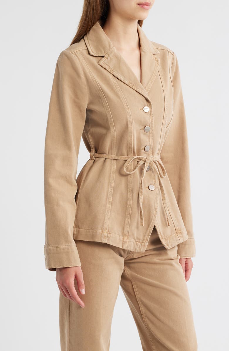 Damson Madder Francie Tie Waist Denim Blazer, Alternate, color, Tan