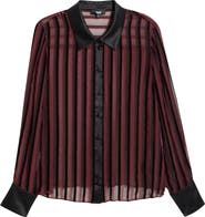 PAIGE Mazzy Velvet Stripe Sheer Silk Blend Shirt