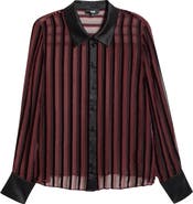 PAIGE Mazzy Velvet Stripe Sheer Silk Blend Shirt