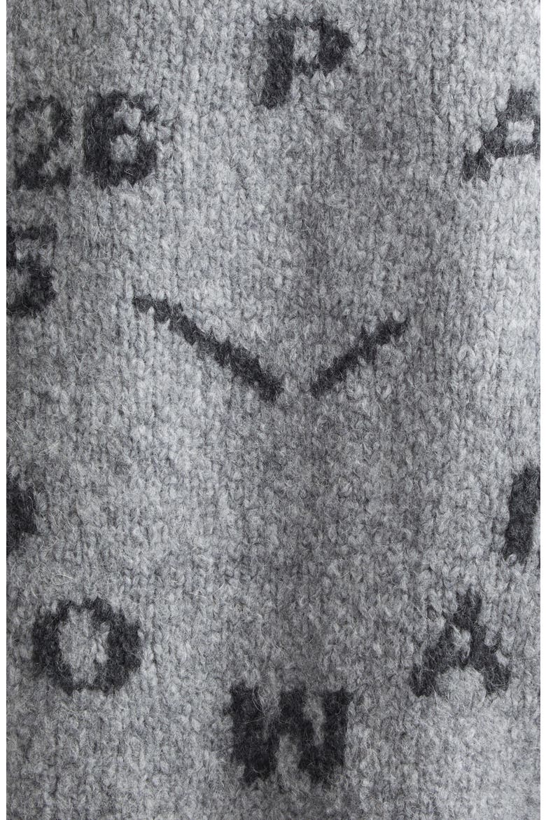 Clock Intarsia Wool & Alpaca Blend Sweater, Alternate, color, GREY