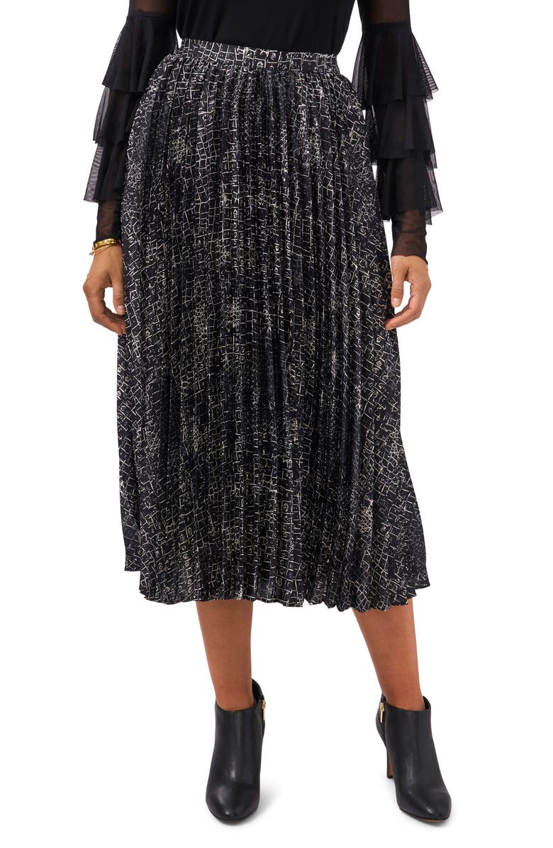 Vince Camuto Croc Print Pleated Skirt, Main, color, 