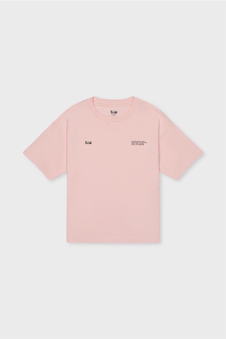 Relaxed Cotton T-Shirt With Print, Main, color, Rose