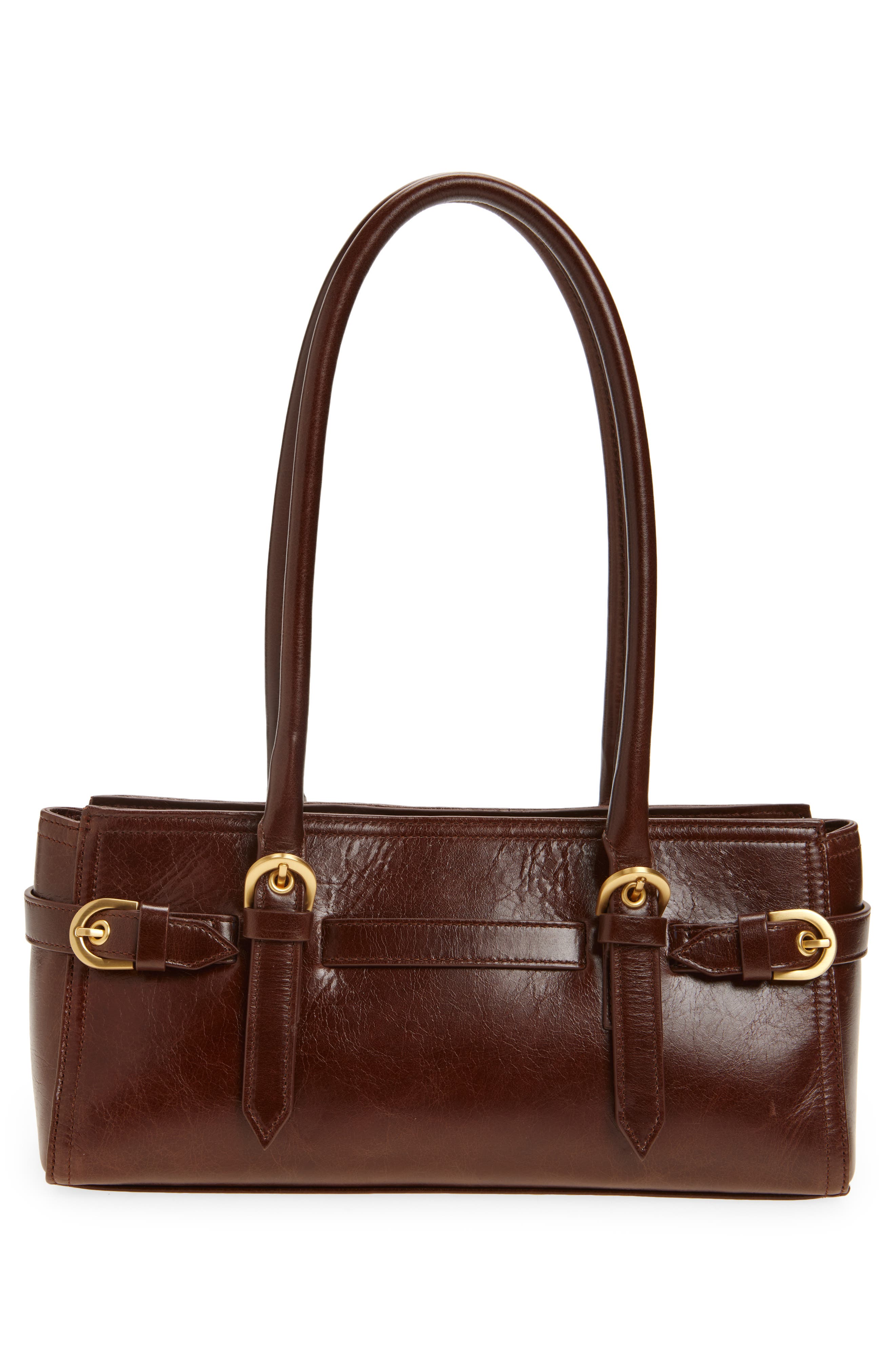 Dominique Leather Shoulder Bag, Alternate, color, CHESTNUT LEATHER