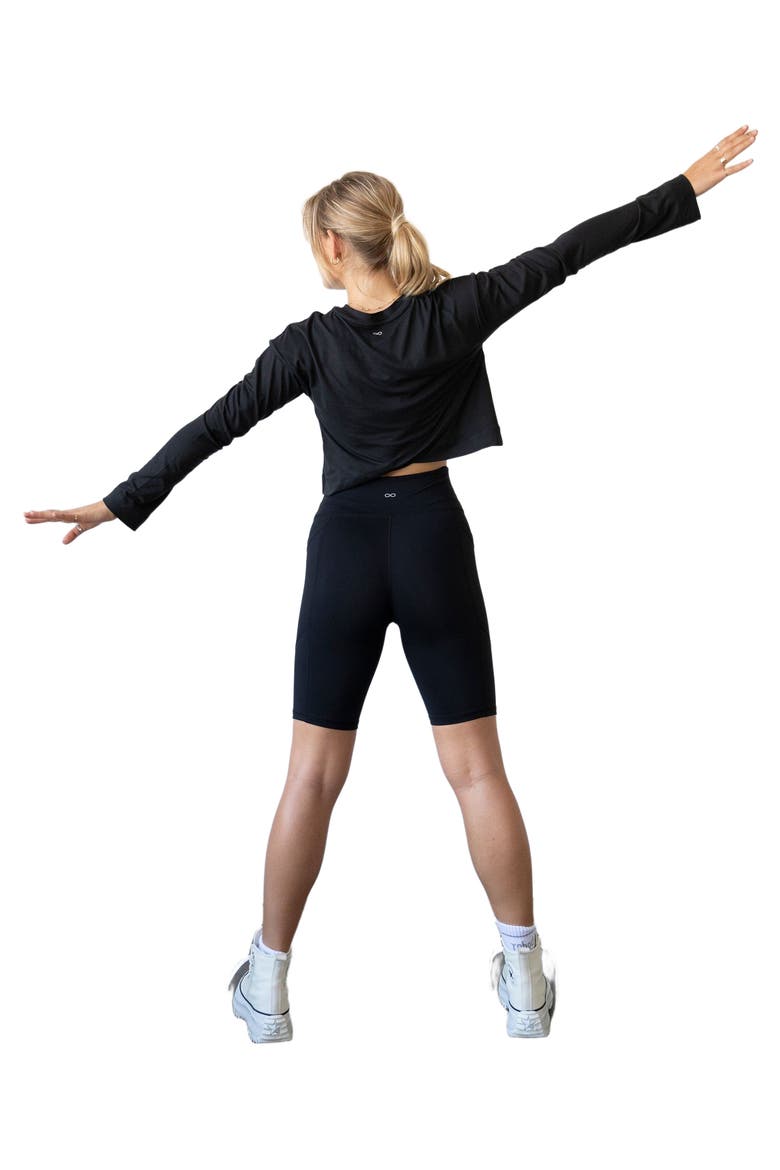 Go With The Flow Crop Long Sleeve Top, Alternate, color, Cozy Black