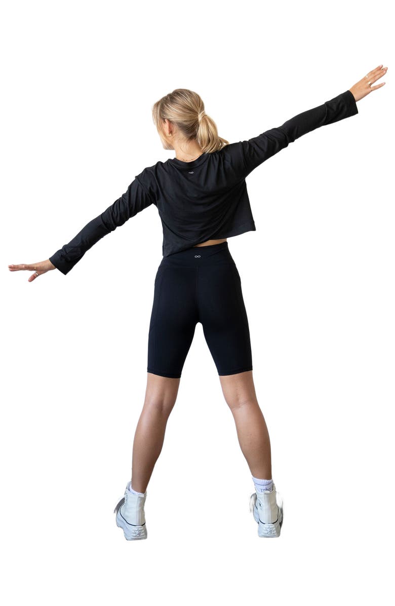 Rebody Active Go With The Flow Crop Long Sleeve Top, Alternate, color, Cozy Black