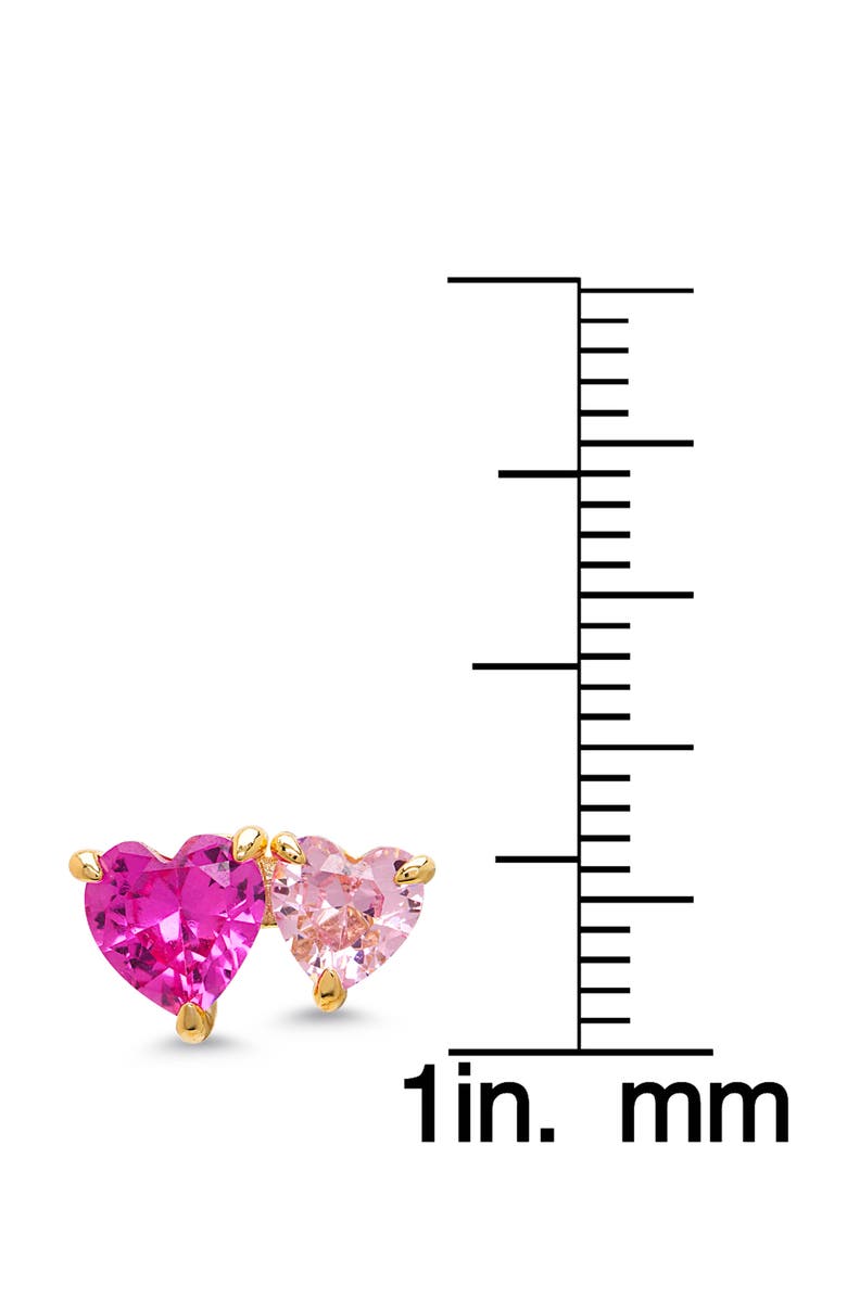Lily Nily Kids' Double Hearts Cubic Zirconia Stud Earrings, Alternate, color, Open Pink