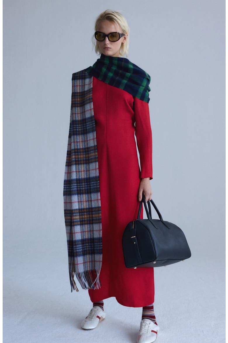 Gathered Long Sleeve Maxi Dress, Alternate, color, RED