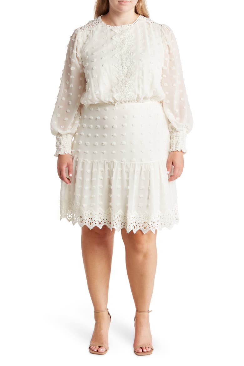 Rina Lace Long Sleeve Dress, Main, color, IVORY