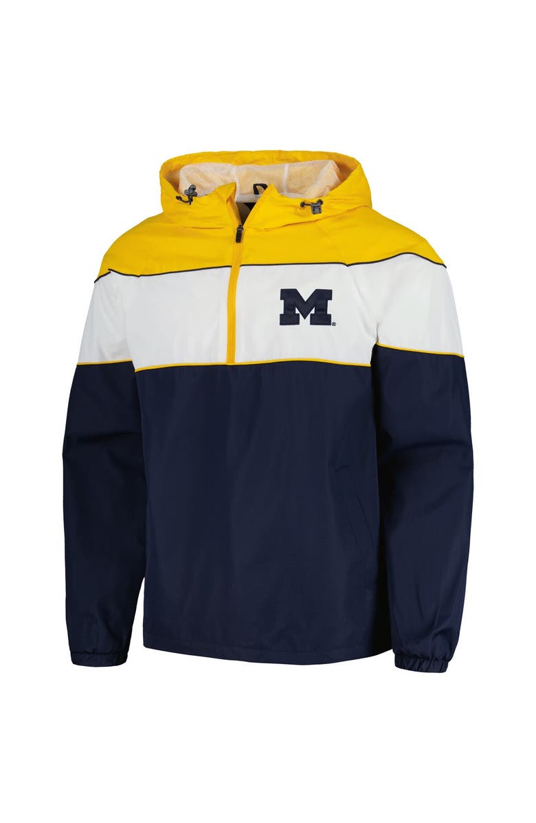 G-III SPORTS BY CARL BANKS Men's G-III Sports by Carl Banks Navy Michigan Wolverines Center Line Half-Zip Raglan Hoodie Jacket, Alternate, color, 