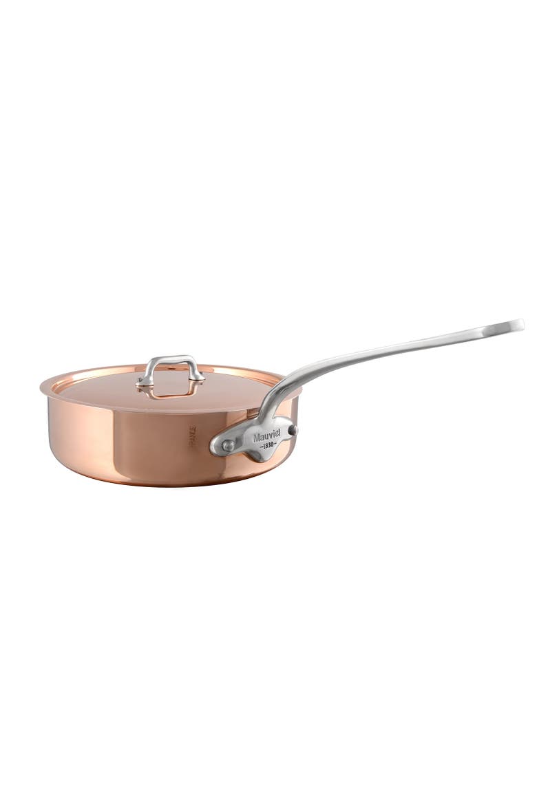 M'3 S 3.2-Qt Copper Saute Pan With Lid, Cast Stainless Steel Handle, Main, color, Copper