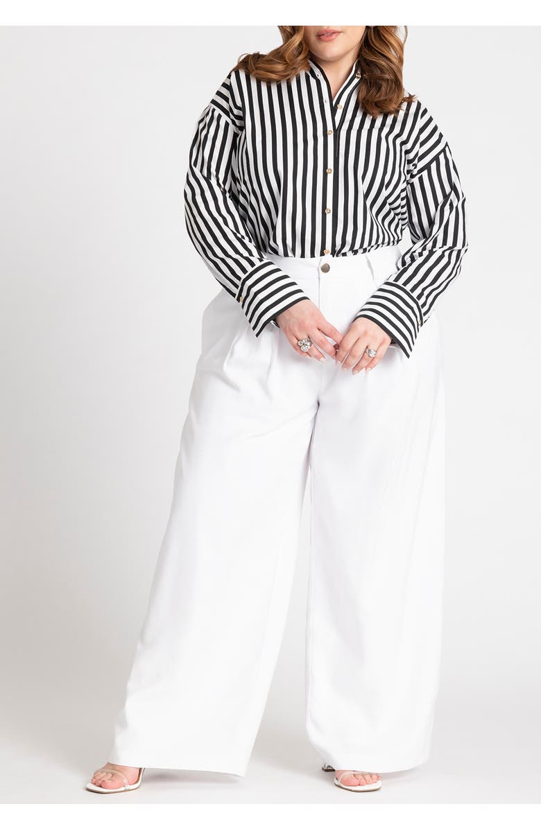 ELOQUII Preppy Striped Button Down, Alternate, color, 