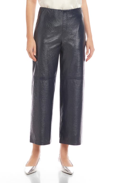 Fifteen Twenty Crop Wide Leg Patent Faux Leather Pants In Blue