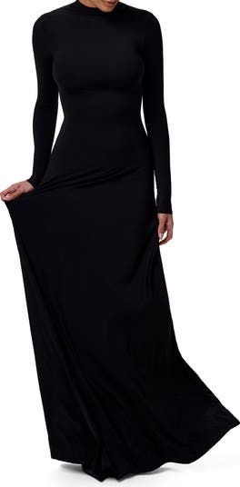Mock Neck Long Sleeve Maxi Dress