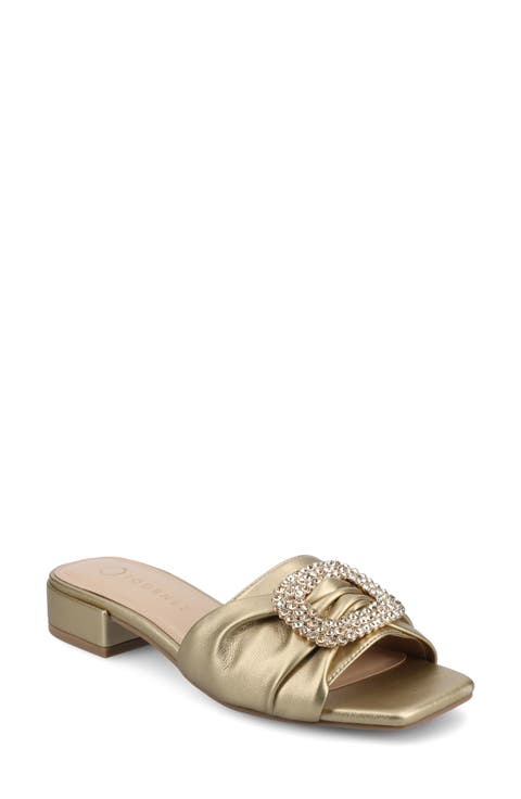 Flavia Rhinestone Buckle Slide Sandal (Women)