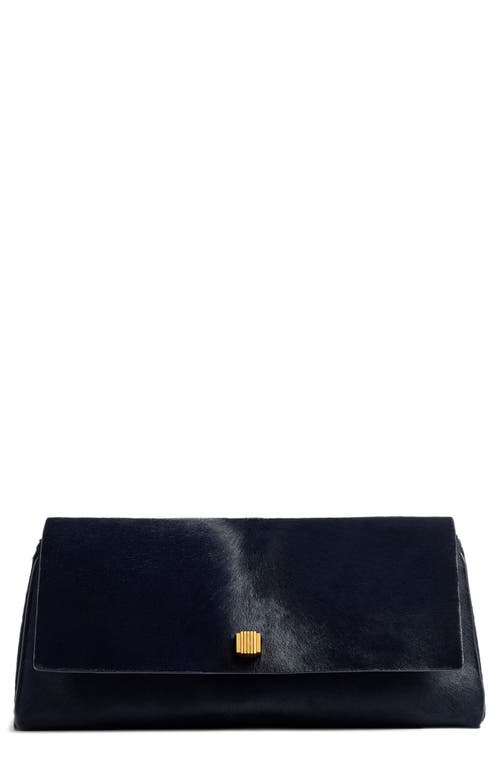 Khaite Audrey Genuine Calf Hair Clutch In Blue