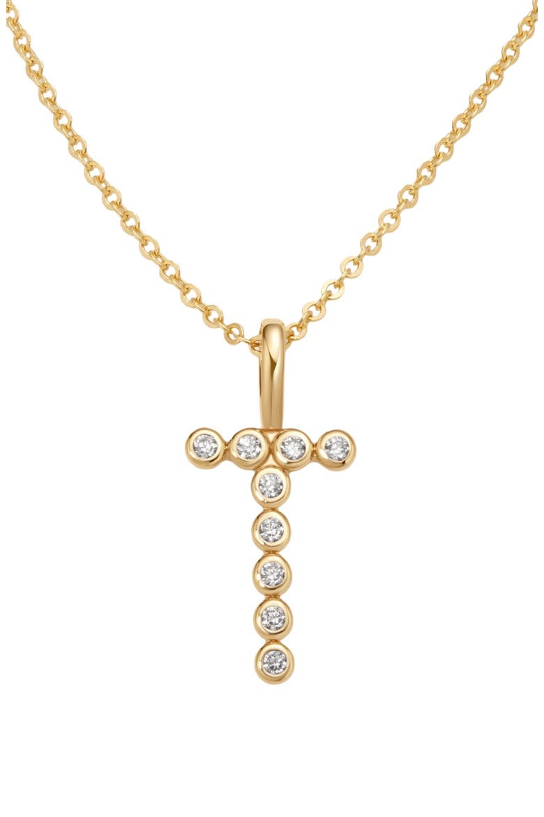 CZ Poppy Initial Necklace, Main, color, Gold Vermeil Initial T