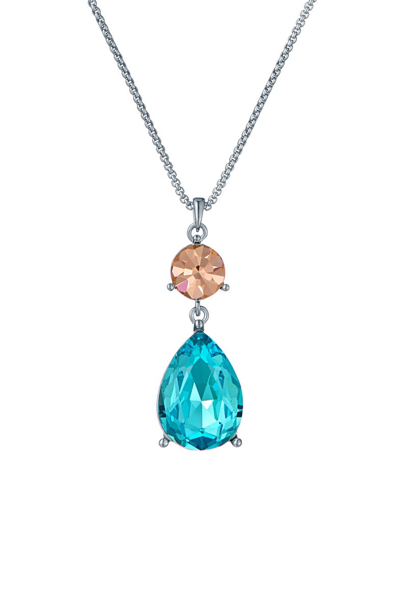 Tearsa Crystal Teardrop Pendant Necklace, Alternate, color, METALLIC SILVER