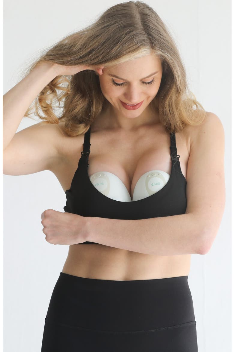 Supportive Flow Nursing and Pumping Sports Bra, Alternate, color, Noir