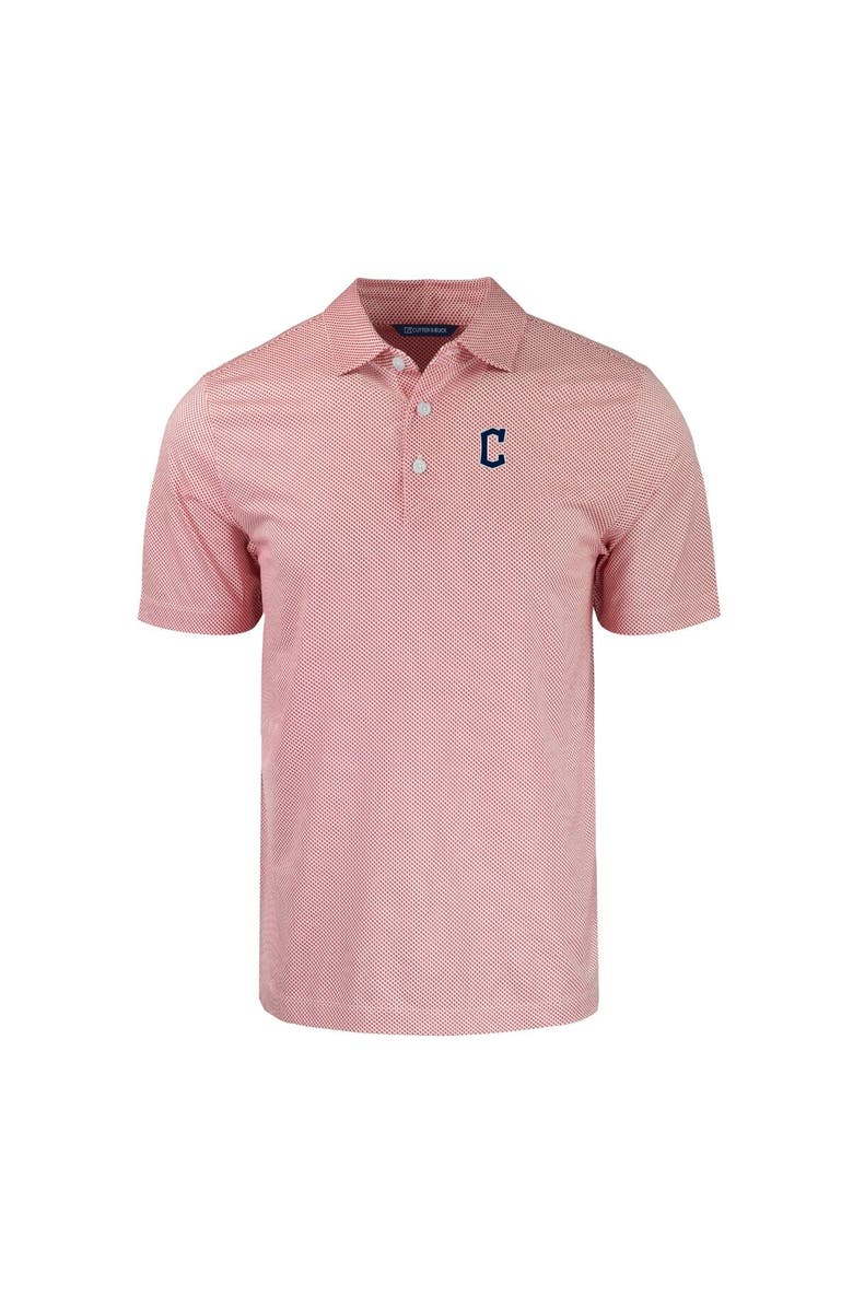 Cutter & Buck Men's Cutter & Buck Red/White Cleveland Guardians Pike Eco Symmetry Print Stretch Recycled Polo, Alternate, color, 