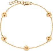MADE BY MARY Cubic Zirconia Birthstone Flower Station Bracelet