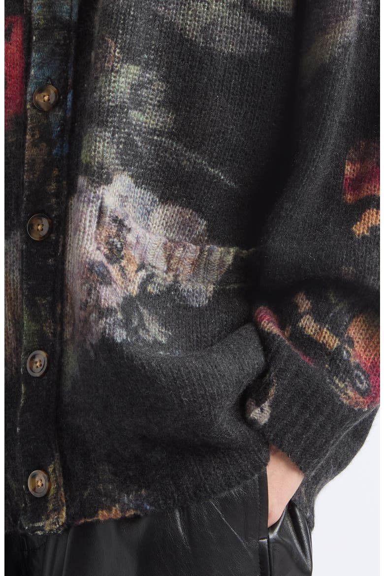 Oversized Cashmere Cardigan, Alternate, color, RED BLUE BLACK BUTTERFLY