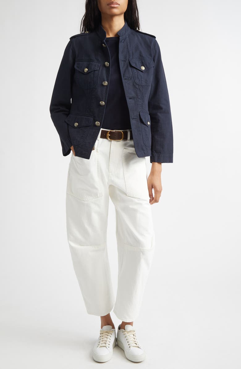 Nili Lotan Raymond Military Cotton Jacket, Alternate, color, Midnight