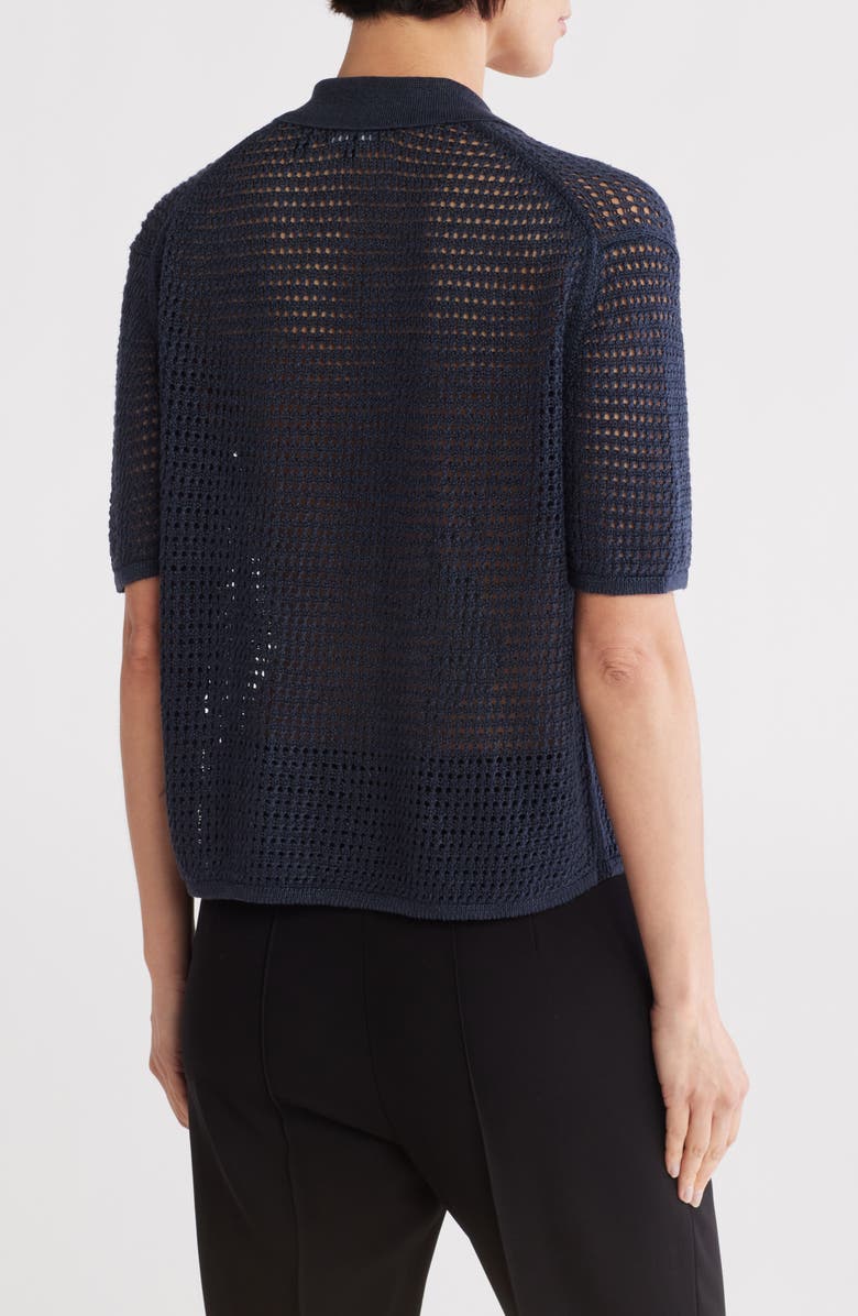 Theory Neo Open Stitch Linen Blend Mesh Cardigan, Alternate, color, Nocturne Navy