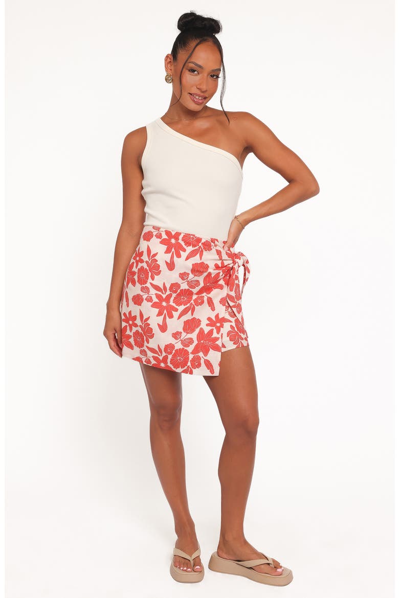 Calypso Floral Faux Wrap Miniskirt, Alternate, color, RED FLORAL