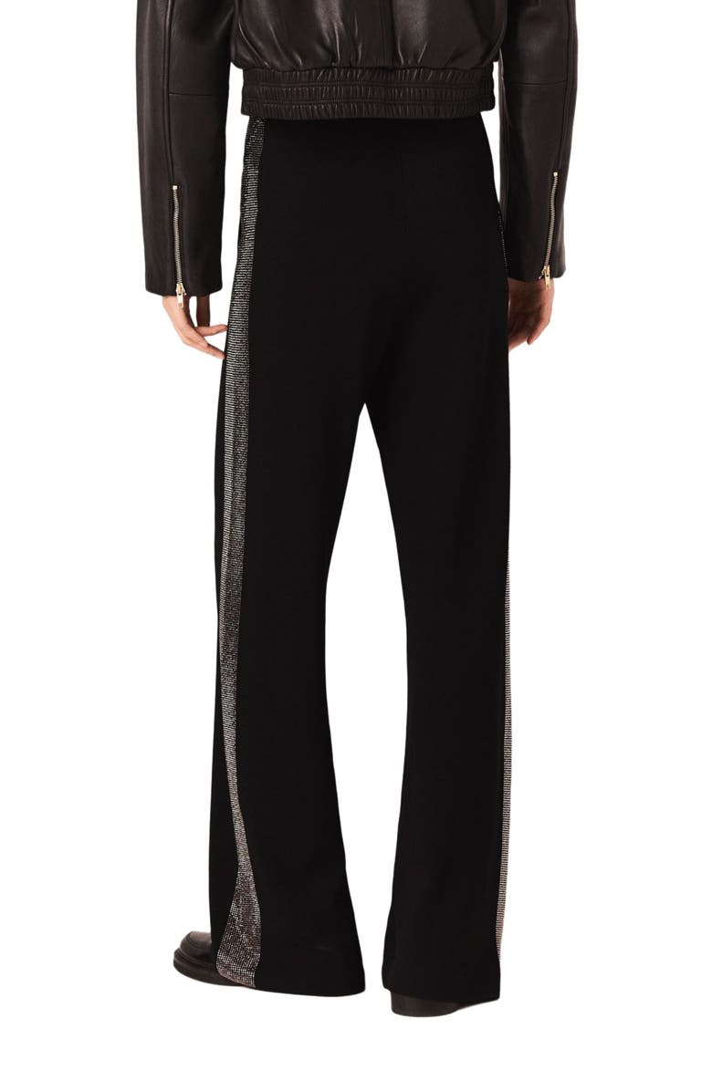 maje Trousers with rhinestone band, Alternate, color, Black