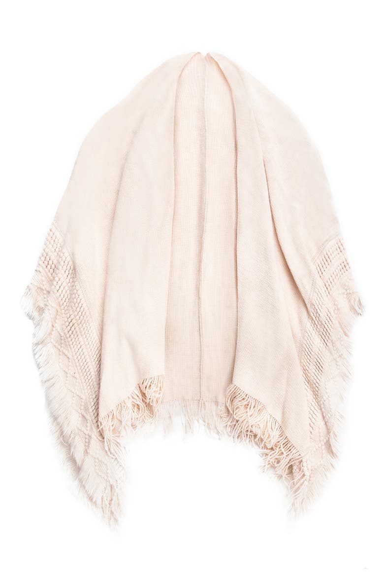 Embroidery Fringed Ruana, Main, color, IVORY