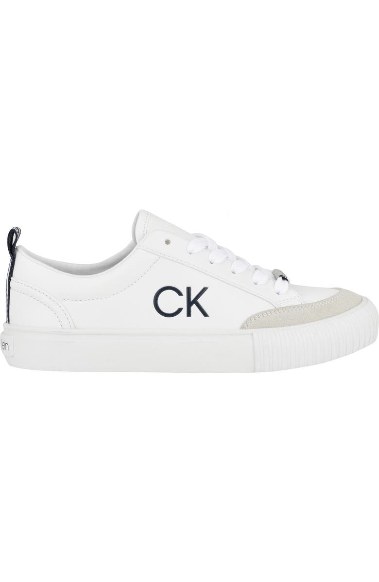 Calvin Klein Clariss Lace Up Logo Sneaker, Alternate, color, White/Peacoat