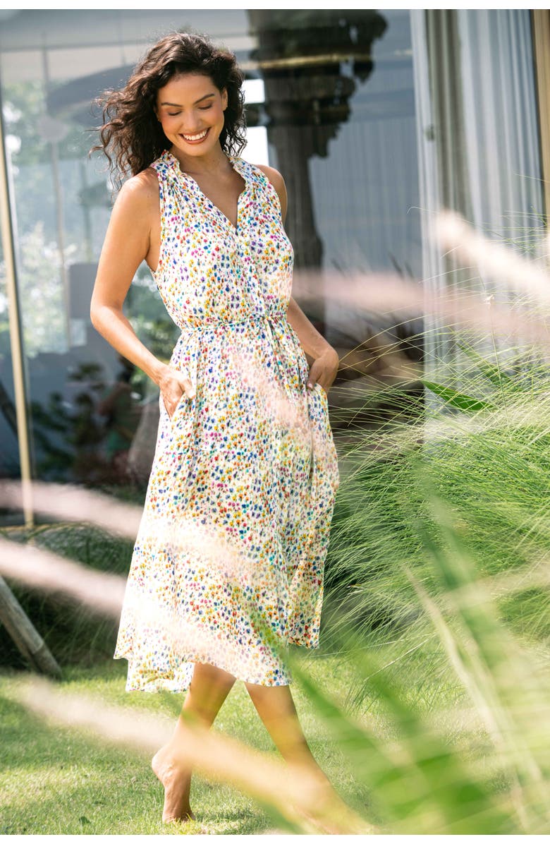 Change of Scenery Tracy Cotton Tiered Midi Shirtdress, Alternate, color, Wildflower Fields