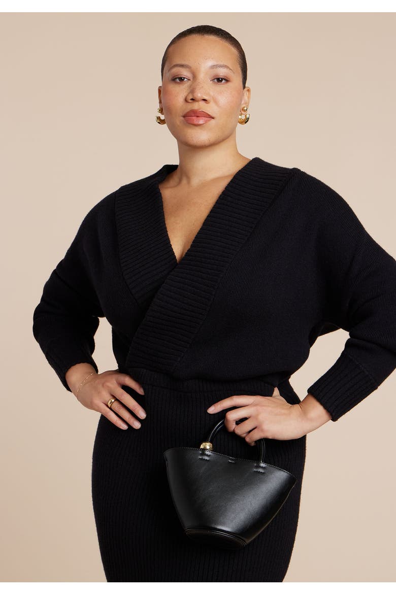 Wrap Sweater Maxi Dress, Alternate, color, BLACK ONYX