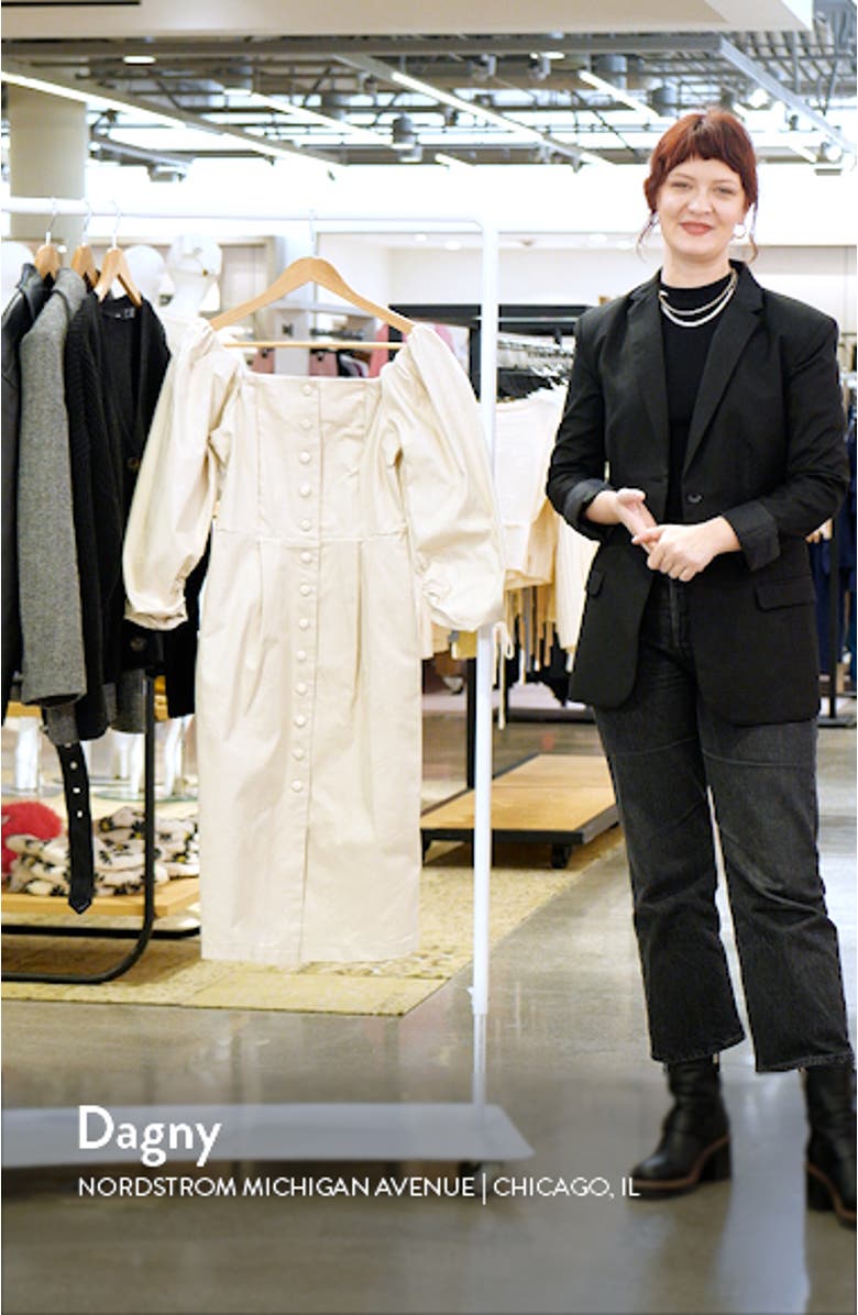 Off the Shoulder Button Front Midi Dress, sales video thumbnail