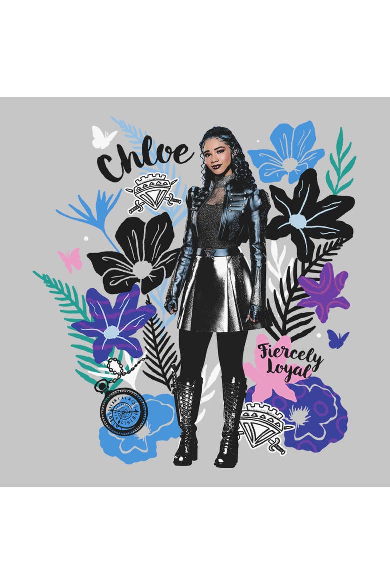 Juniors Descendants Wicked Wonderland Fiercely Loyal Portrait T Shirt, Alternate, color, Athletic Heather