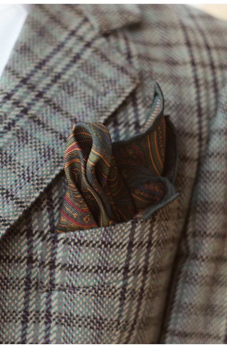 Elizabetta Positano - Double Sided Silk Pocket Square for Men, Alternate, color, Green