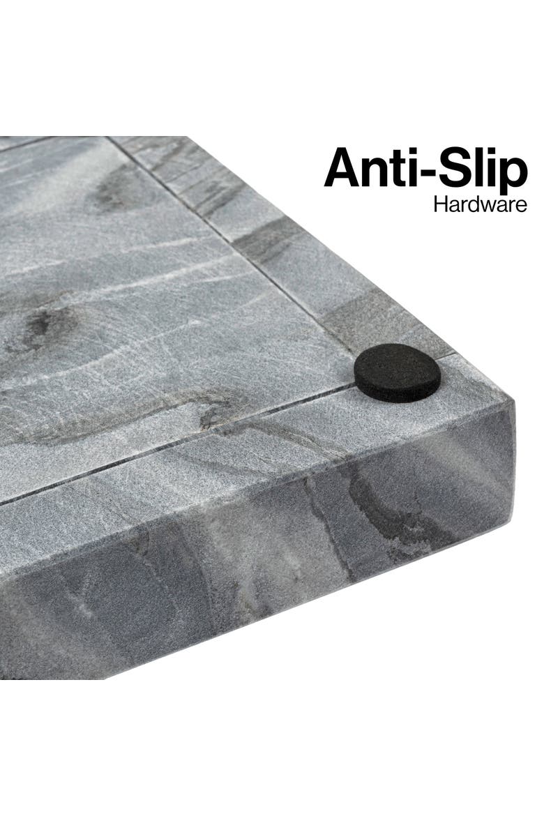 Luxe Stone Classic Minimalist Rectangular Marble Bathroom Countertop Tray, Alternate, color, Black Marble