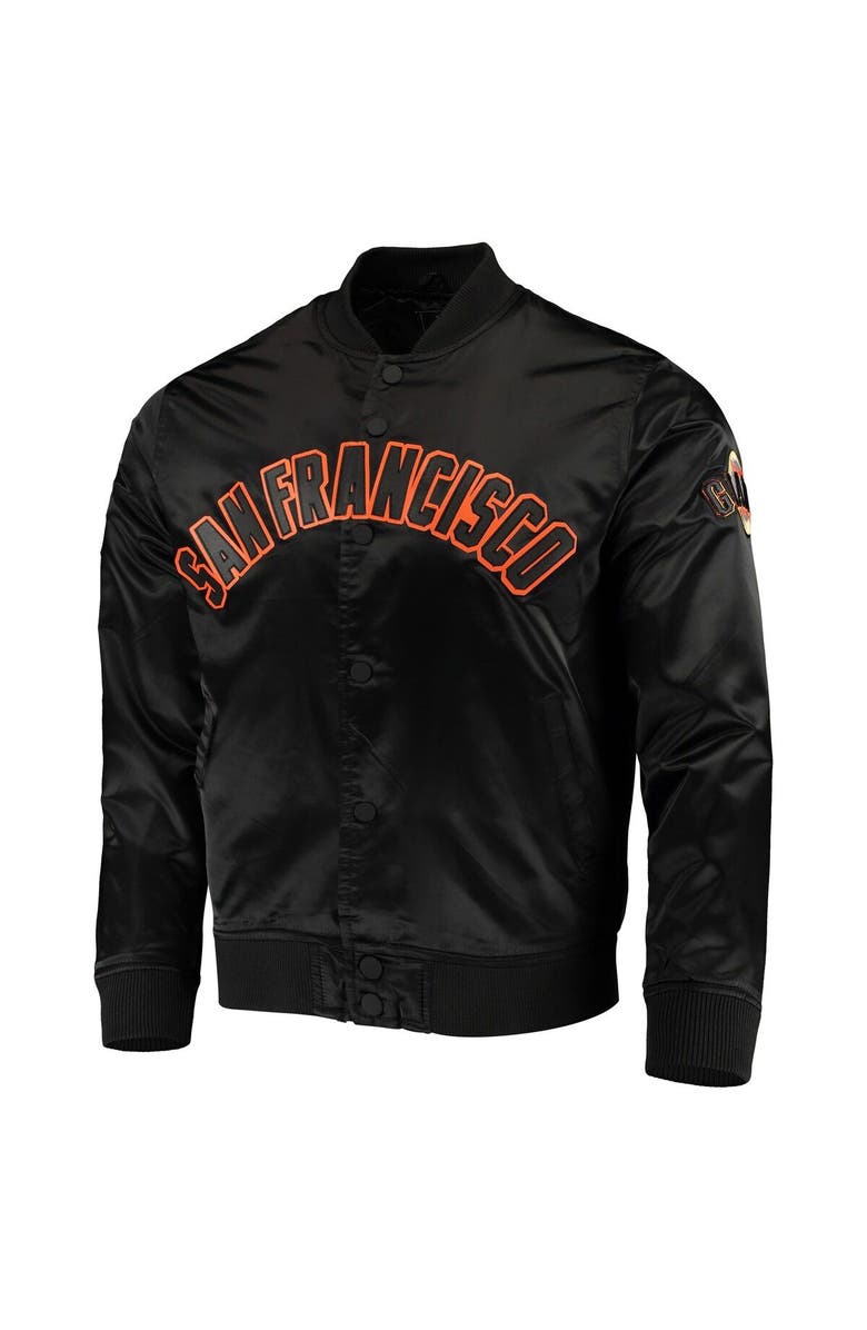 PRO STANDARD Men's Pro Standard Black San Francisco Giants Wordmark Satin Full-Snap Jacket, Alternate, color,