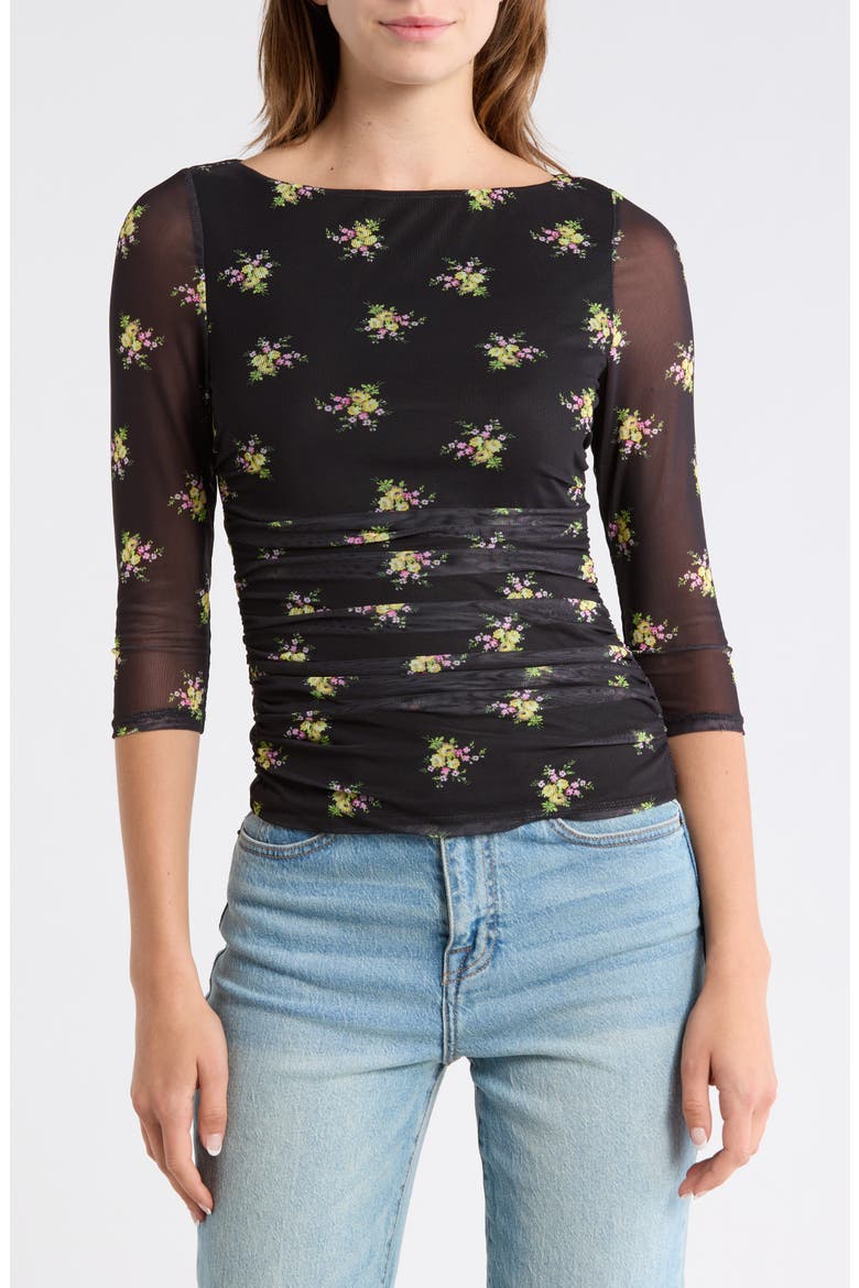 Anahi Mesh Top, Main, color, NOIR SPRING BOUQUET