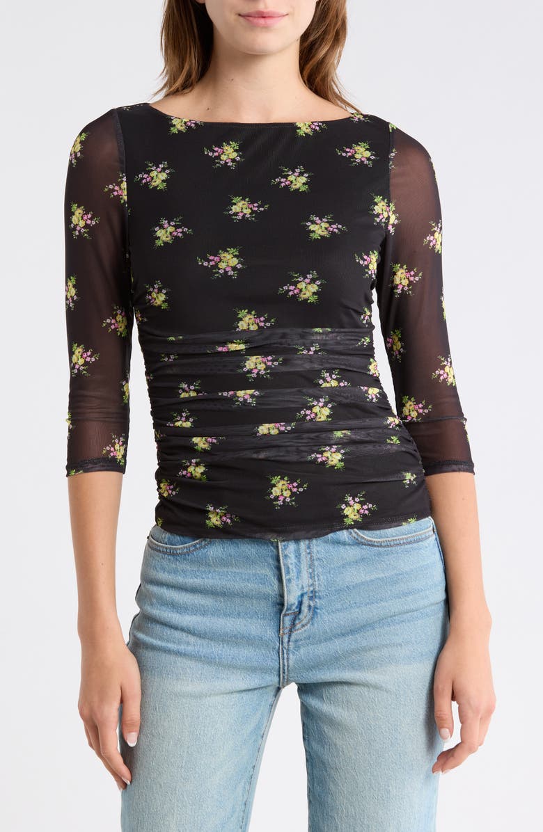 AFRM LOS ANGELES Anahi Mesh Top, Main, color, Noir Spring Bouquet