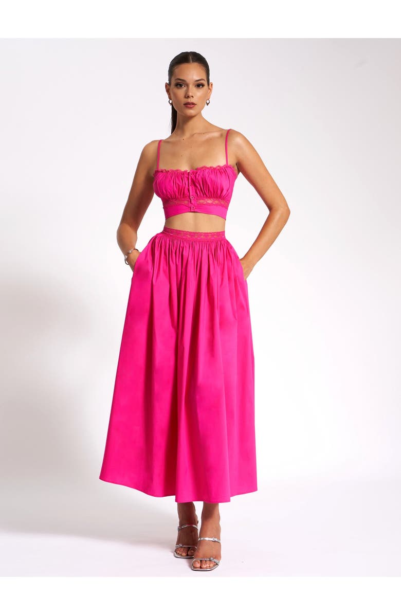 Miss Circle Maya Cotton Poplin Top With Lace Trim, Alternate, color, Fuchsia