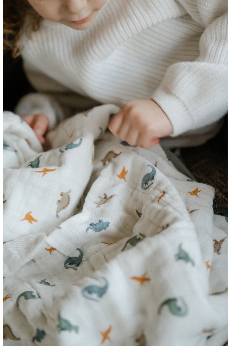 Organic Cotton Muslin Quilted Throw, Alternate, color, LITTLE DINO