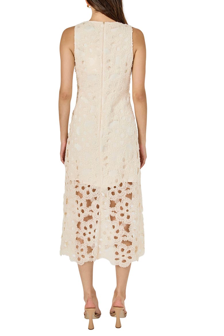 Pearl Floral Lace Midi Dress, Alternate, color, CREAM