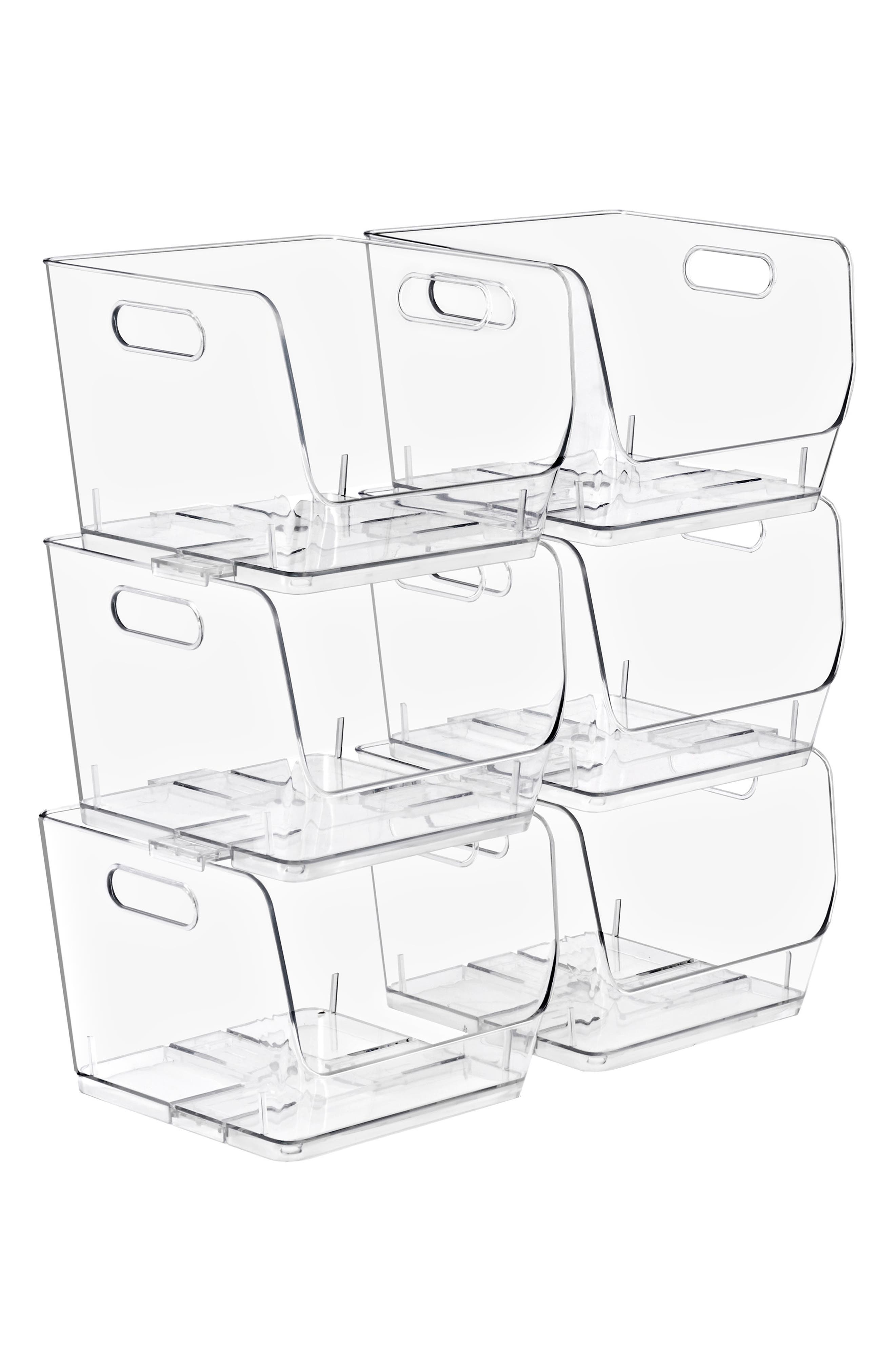 6-Pack Stackable Open Front Bins