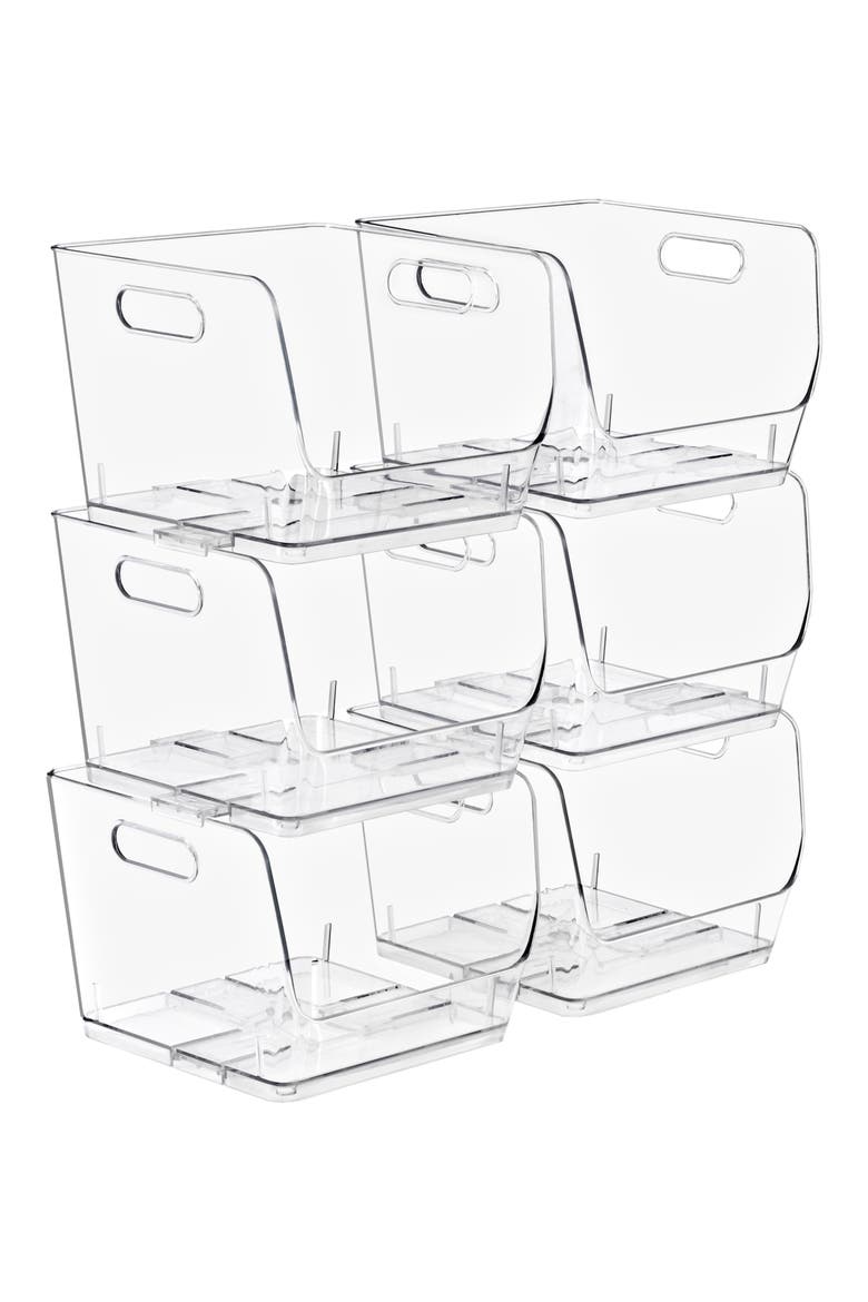 6-Pack Stackable Open Front Bins, Main, color, NO COLOR