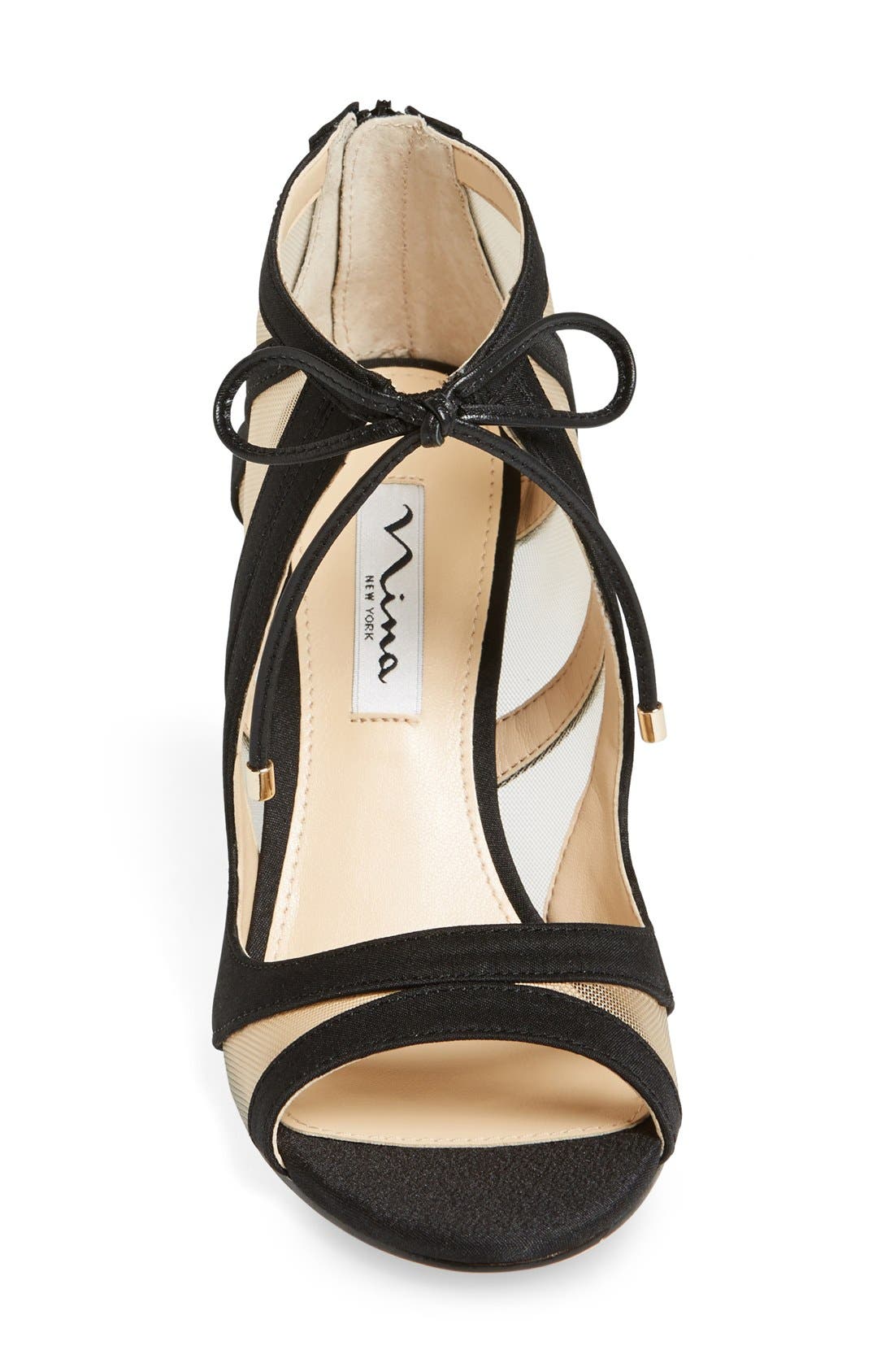 Cherie Illusion Sandal, Alternate, color, BLACK SATIN/ NUDE MESH