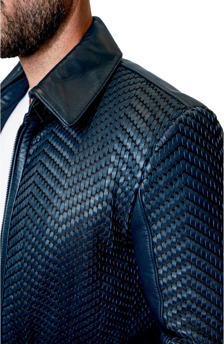 Maceoo Tresser Woven Leather Jacket, Alternate, color, Blue