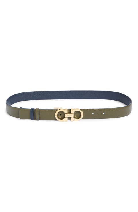 Double Gancio Reversible Leather Belt